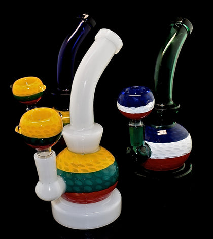 Rasta Color Smoking Glass Water Pipe With Rasta Colors Bowl -1870