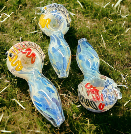 Heavy Fumed Thick Ribbon Hand Pipe 4.5