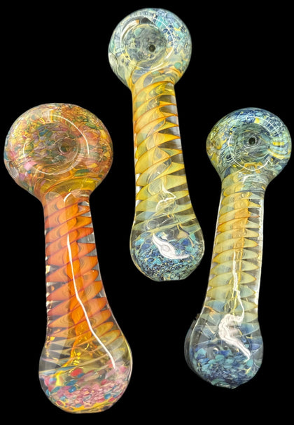 GOLD FUMED TORNADO TWISTER GLASS PIPE, GLASS PIPE, PIPE, GLASS PIPES, SMOKING PIPE, PIPE FOR SMOKING, TOBACCO PIPE, SMOKING PIPES, GIFT-4258