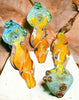 GOLD FUMED COLOR CHANGING FRIT GLASS TWISTED SMOKING GLASS PIPE -4303