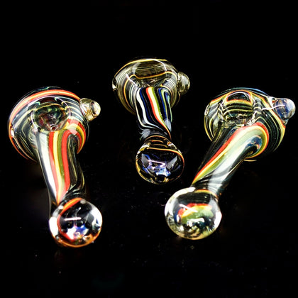 Twisted Rasta Stripe Jamaica Spoon Smoking Glass Pipe 4.5